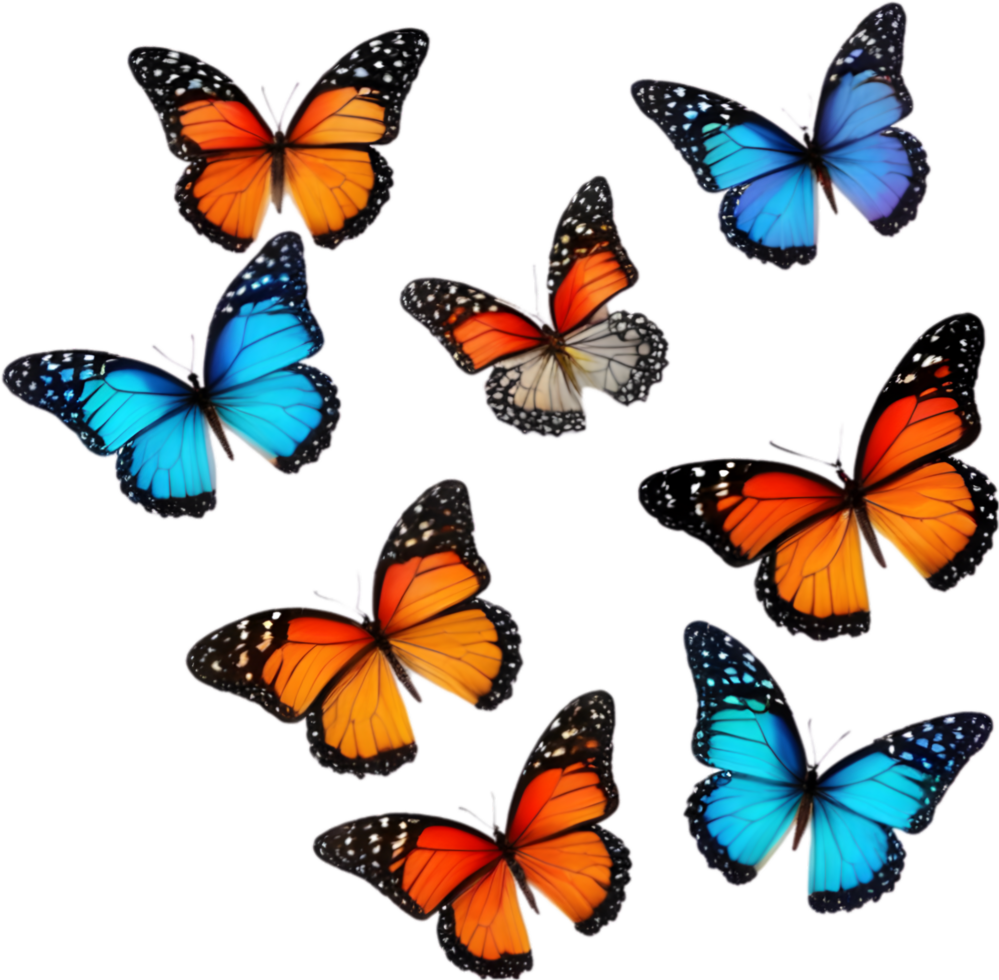 Colorful butterfly clipart for decoration. AI-generated. png