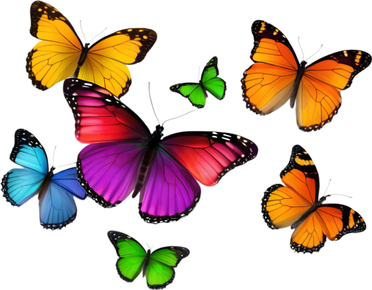 Colorful butterfly clipart for decoration. AI-generated. png