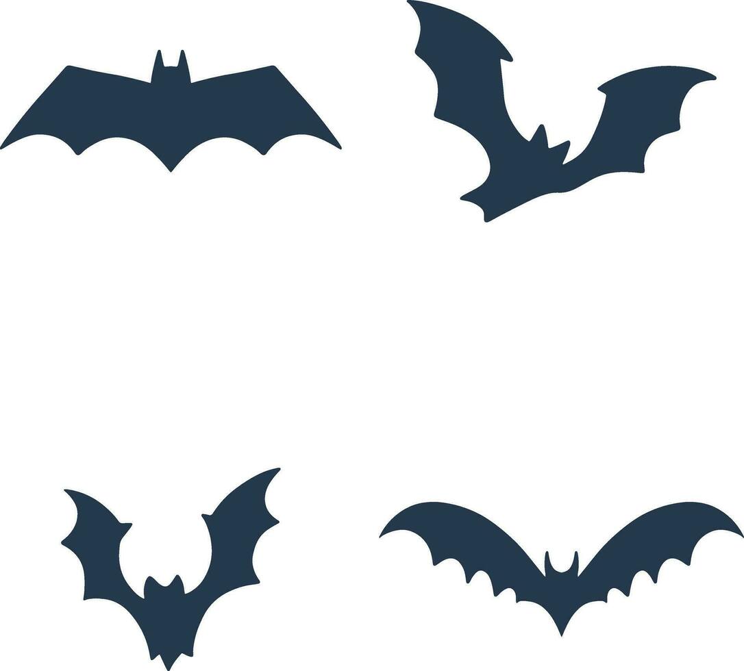 Set of Halloween Bat Silhouette Illustration. Isolated Vector. vector