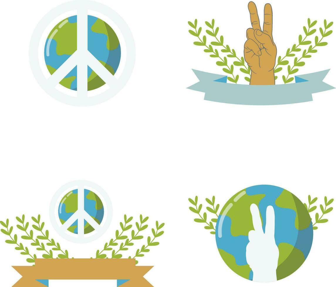 Set of World Peace Day. Isolated On White Background. Vector Icon.