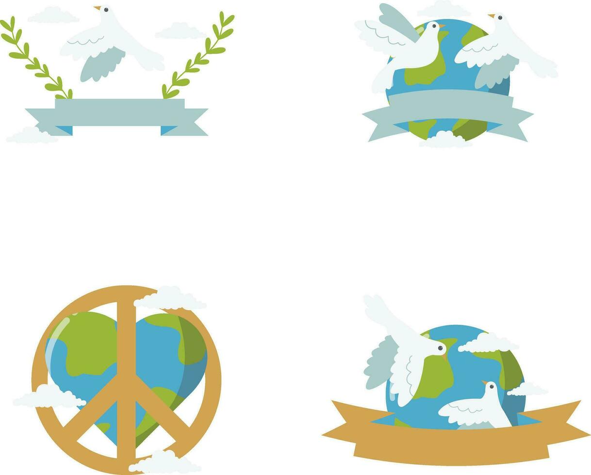 Set of World Peace Day. Isolated On White Background. Vector Icon.