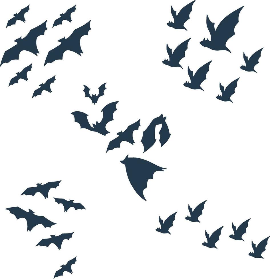 Set of Halloween Bat Silhouette Illustration. Isolated Vector. vector