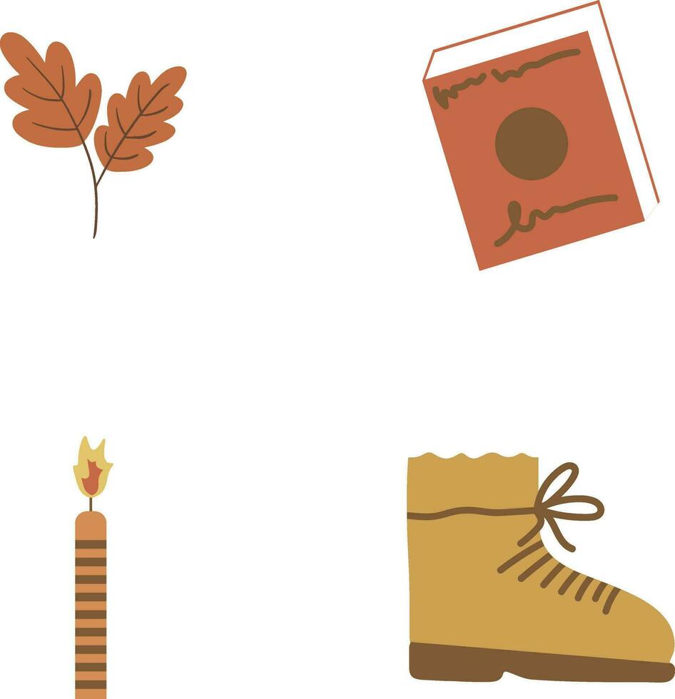 Collection of Autumnal Equinox. Flat Concept. Isolated Vector