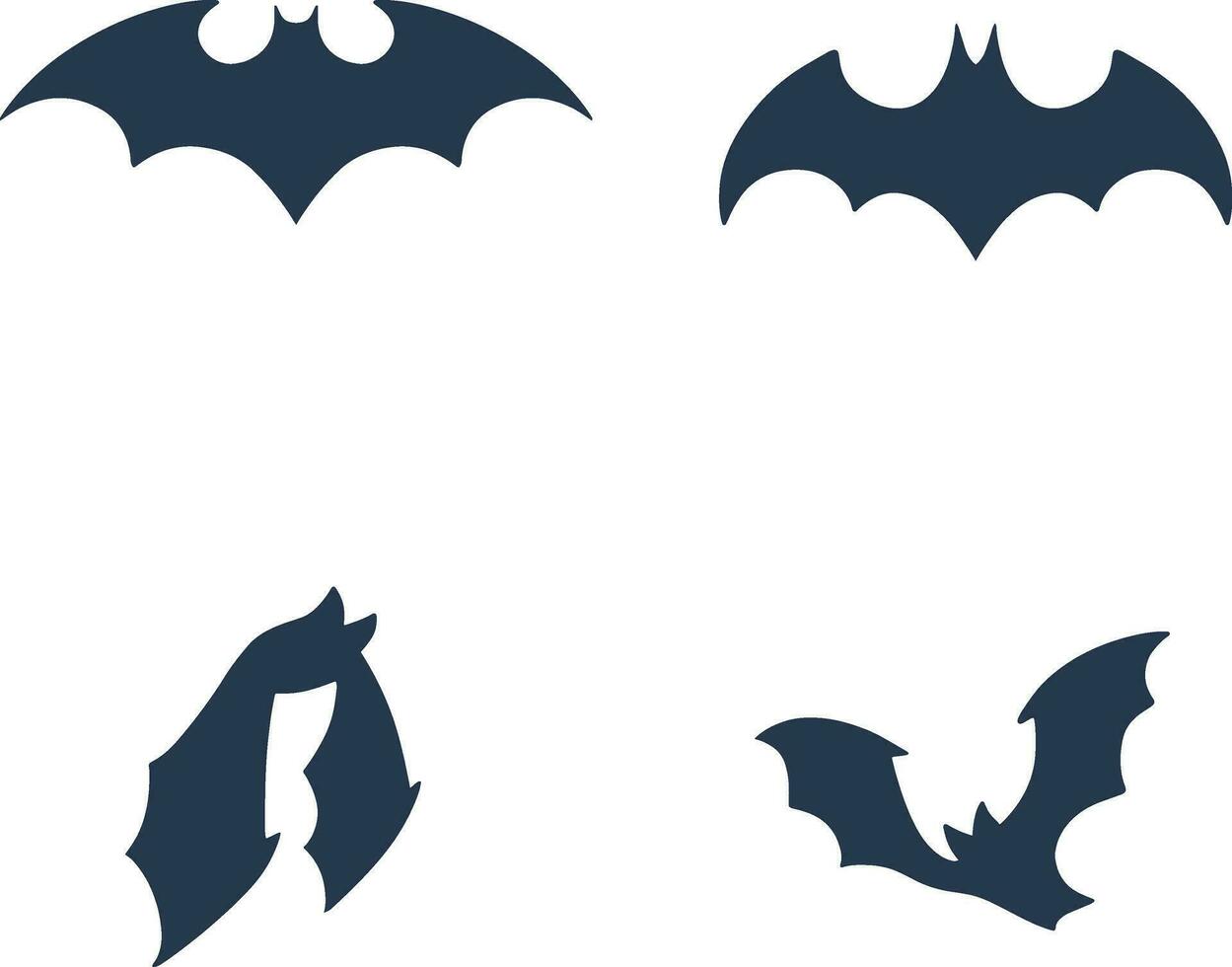 Set of Halloween Bat Silhouette Illustration. Isolated Vector. vector