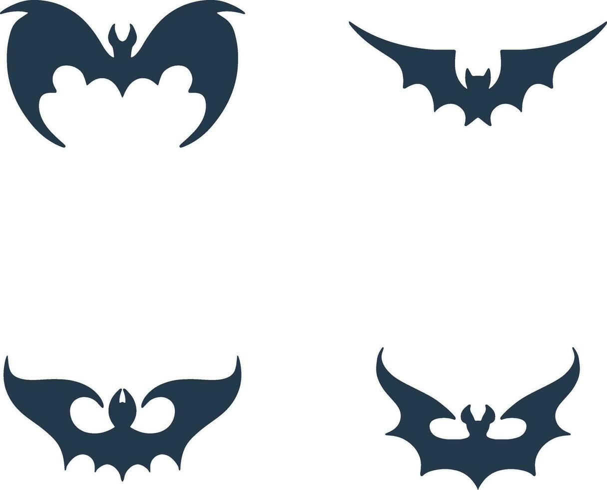 Set of Halloween Bat Silhouette Illustration. Isolated Vector. vector