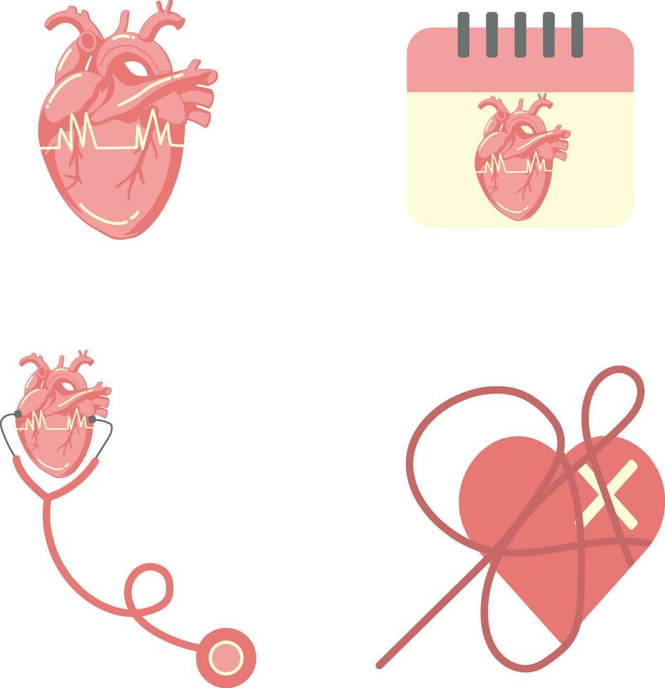 World Heart Day Icon Set. With Simple Design. Isolated Vector Icon.