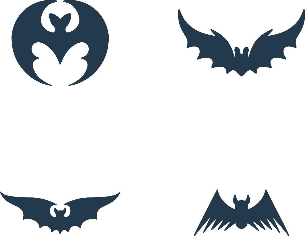 Set of Halloween Bat Silhouette Illustration. Isolated Vector. vector