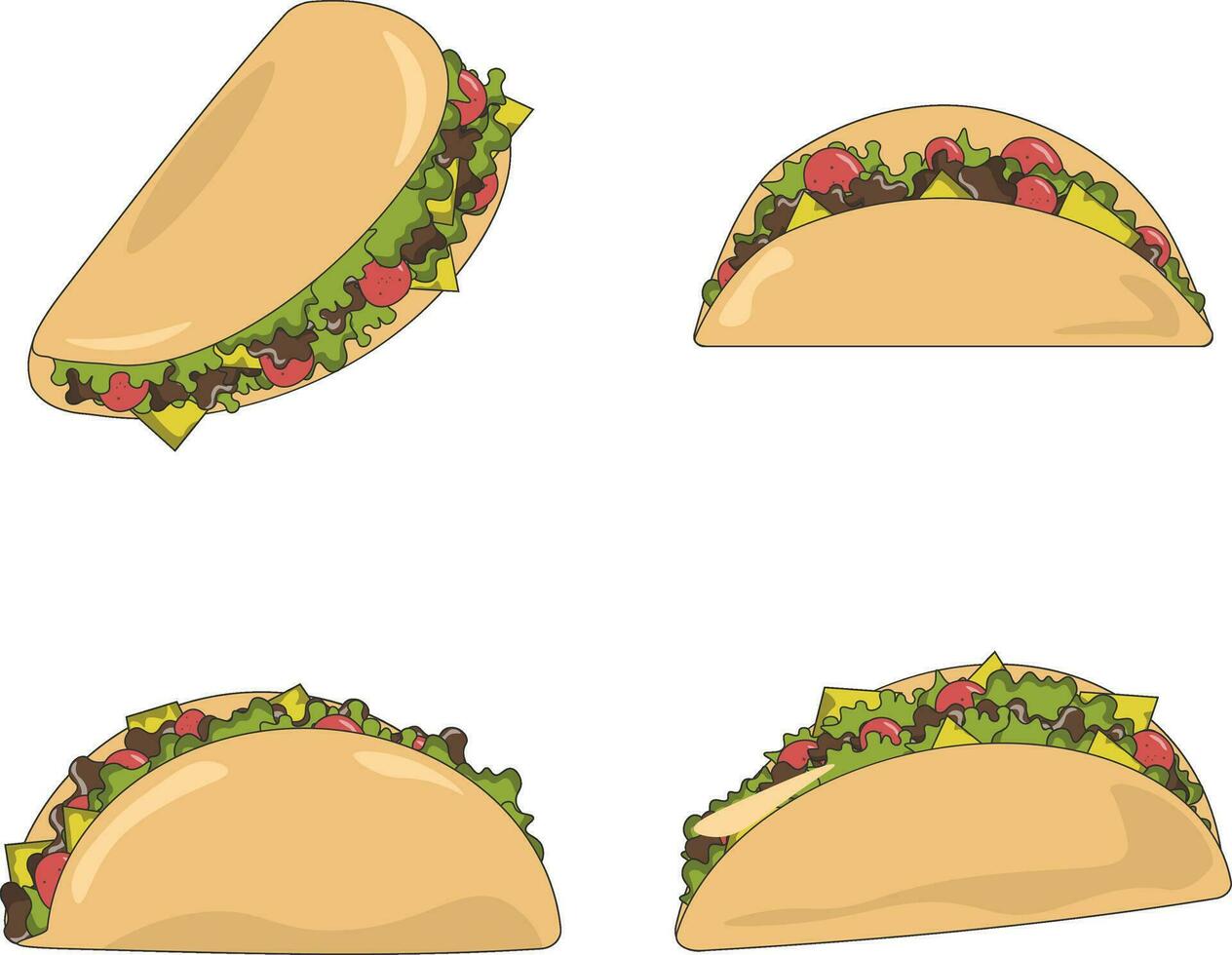 Tacos Food Illustration With Seamless Design. Vector Icon.