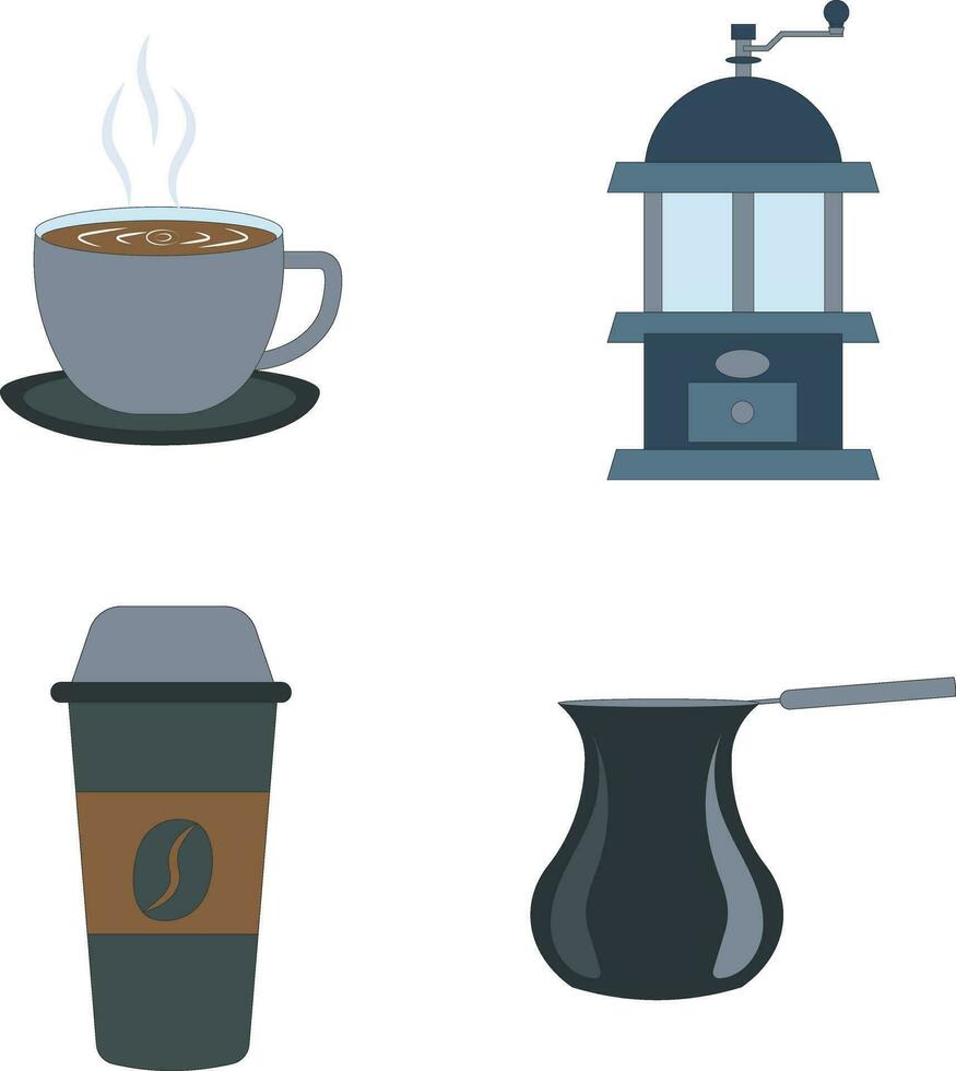Set of Coffee Making Equipment. Isolated On White Background. Vector Icon.