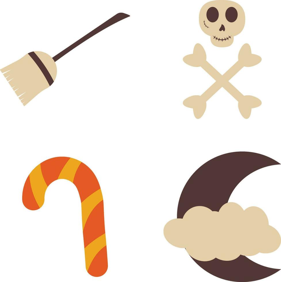 Cute Halloween Illustration Set. Cartoon Design. Isolated Vector. vector