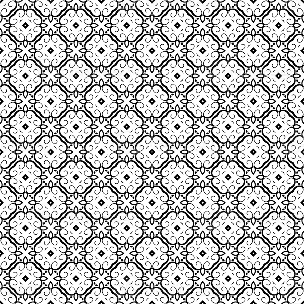 Black seamless abstract pattern. Overlay for background and backdrop. Ornamental design. PNG graphic illustration with transparent background.
