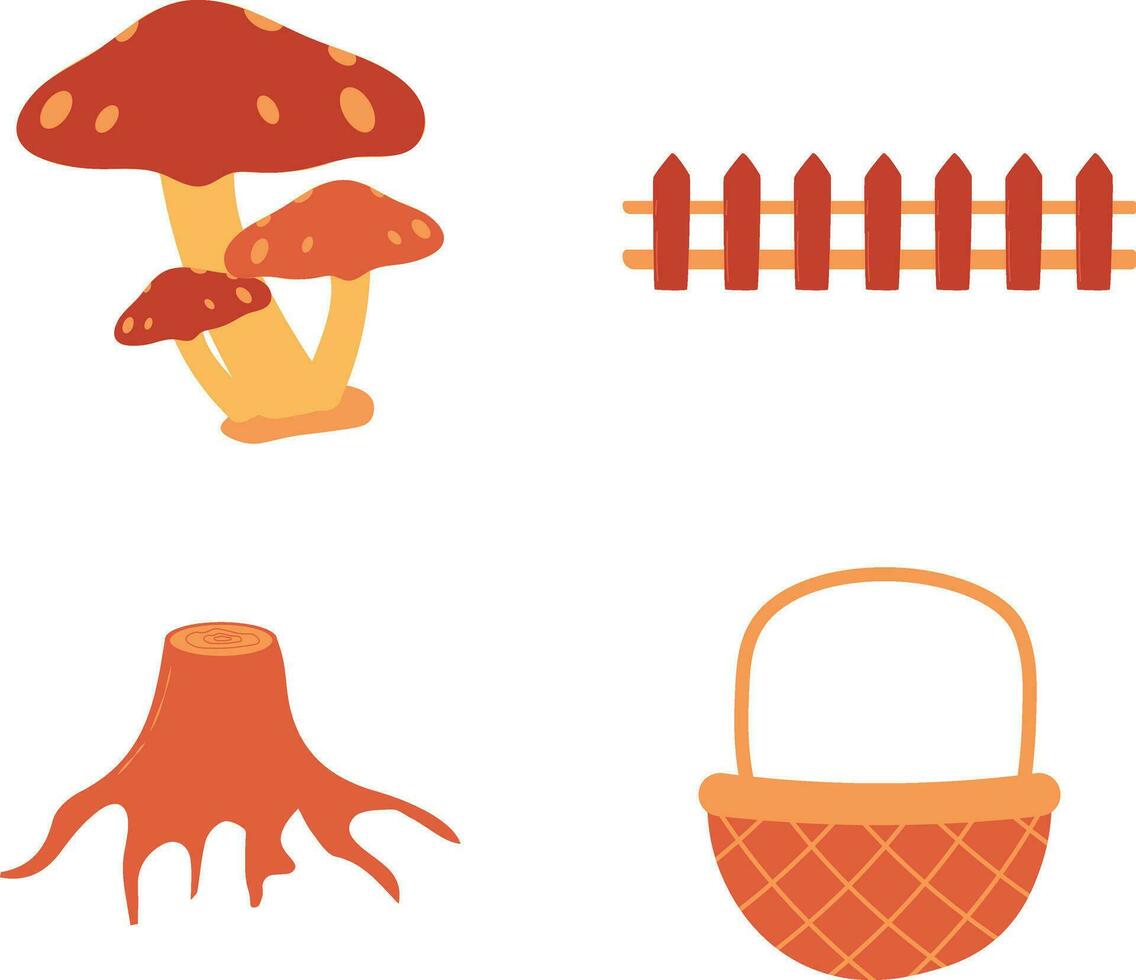 Autumnal Equinox Icon Set. Isolated Vector. vector