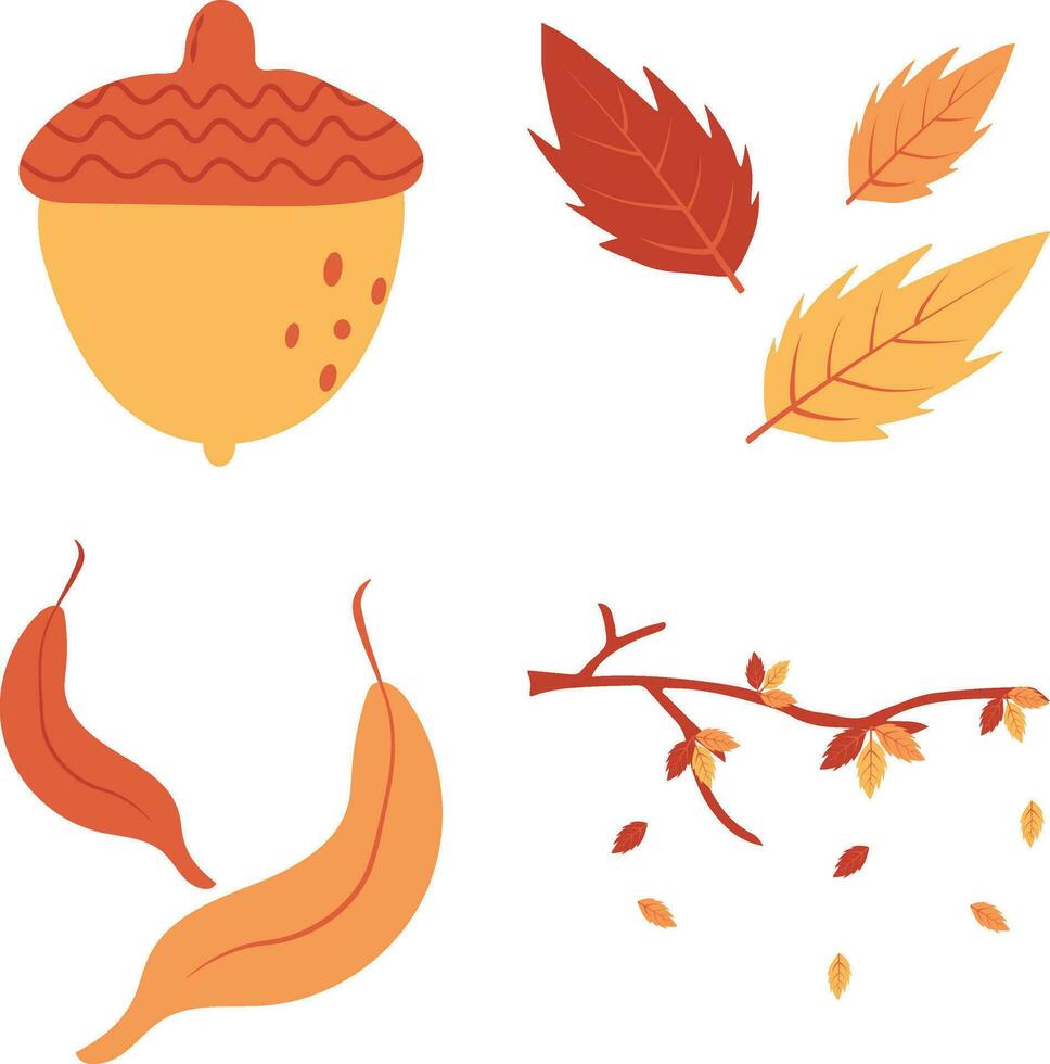 Autumnal Equinox Icon Set. Isolated Vector. vector