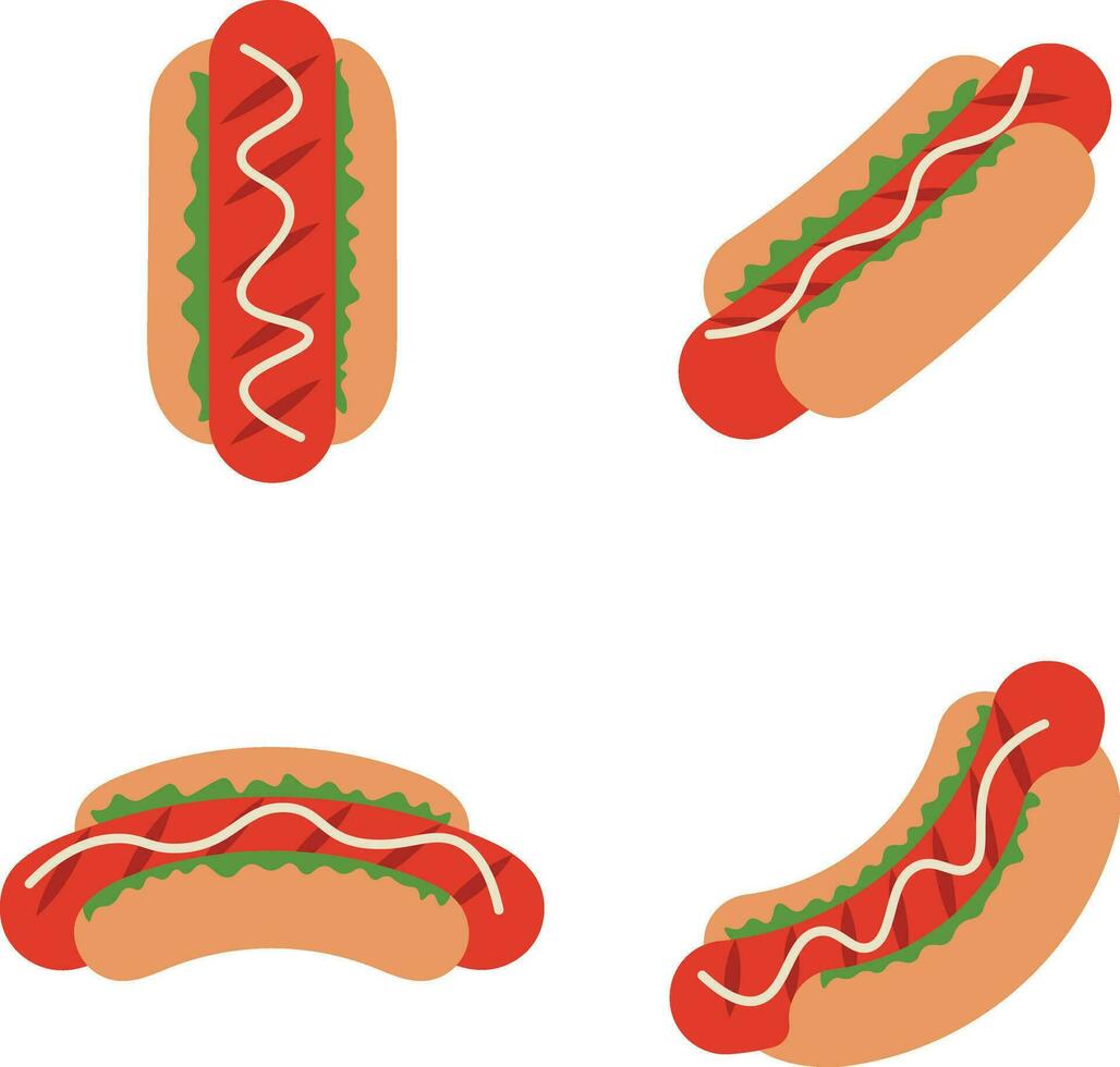 Collection of Hot Dog Food Illustration. With Flat Design. Vector Icon