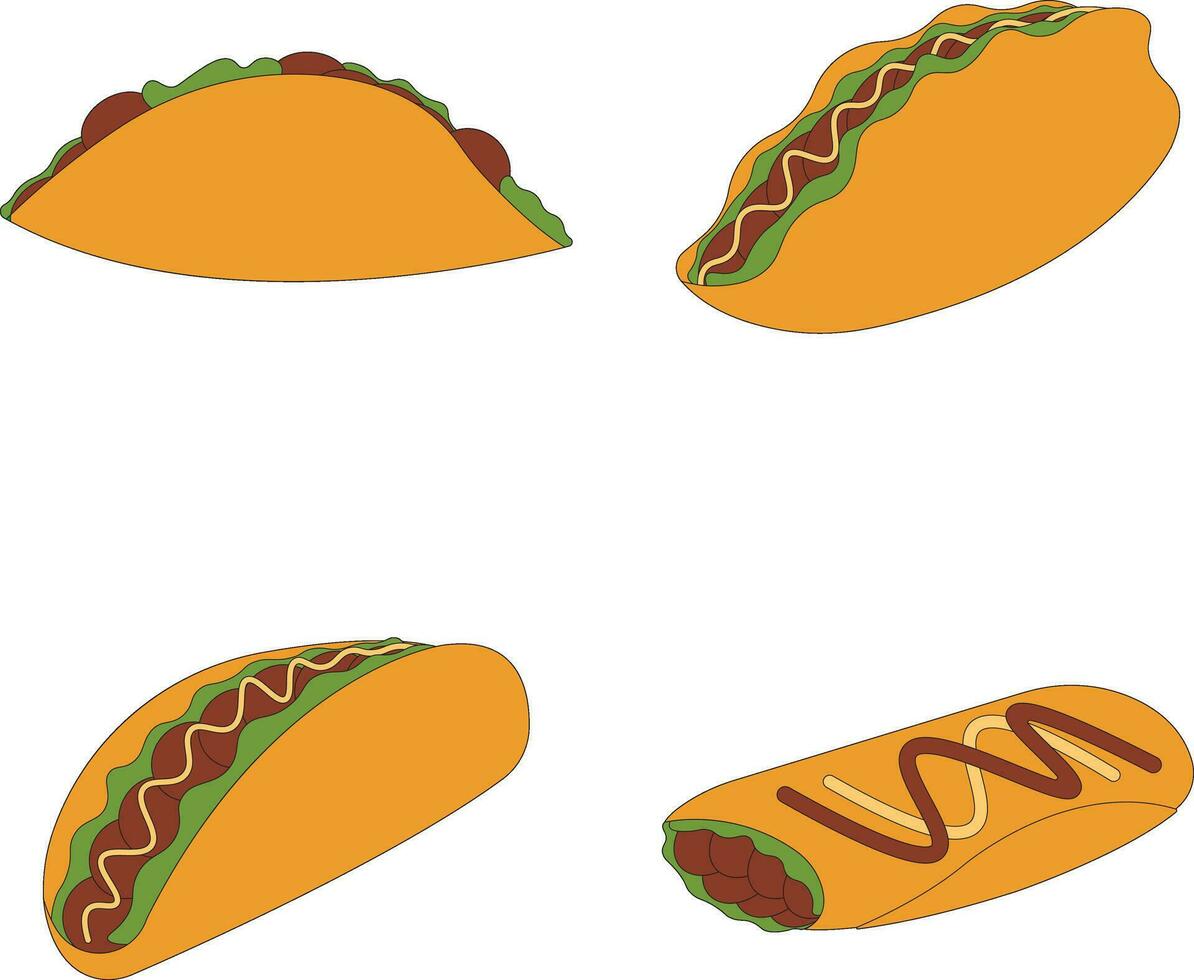 colección de tacos comida ilustración. aislado vector icono.