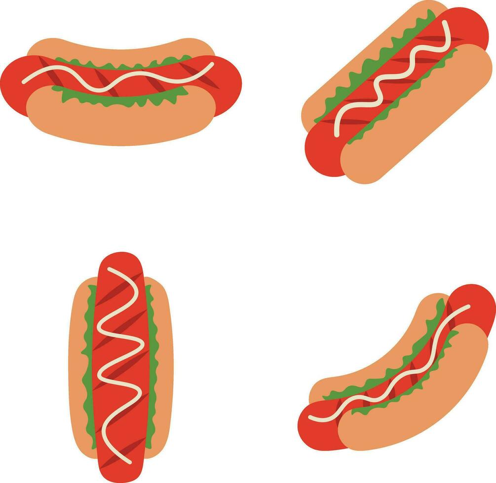 Collection of Hot Dog Food Illustration. With Flat Design. Vector Icon