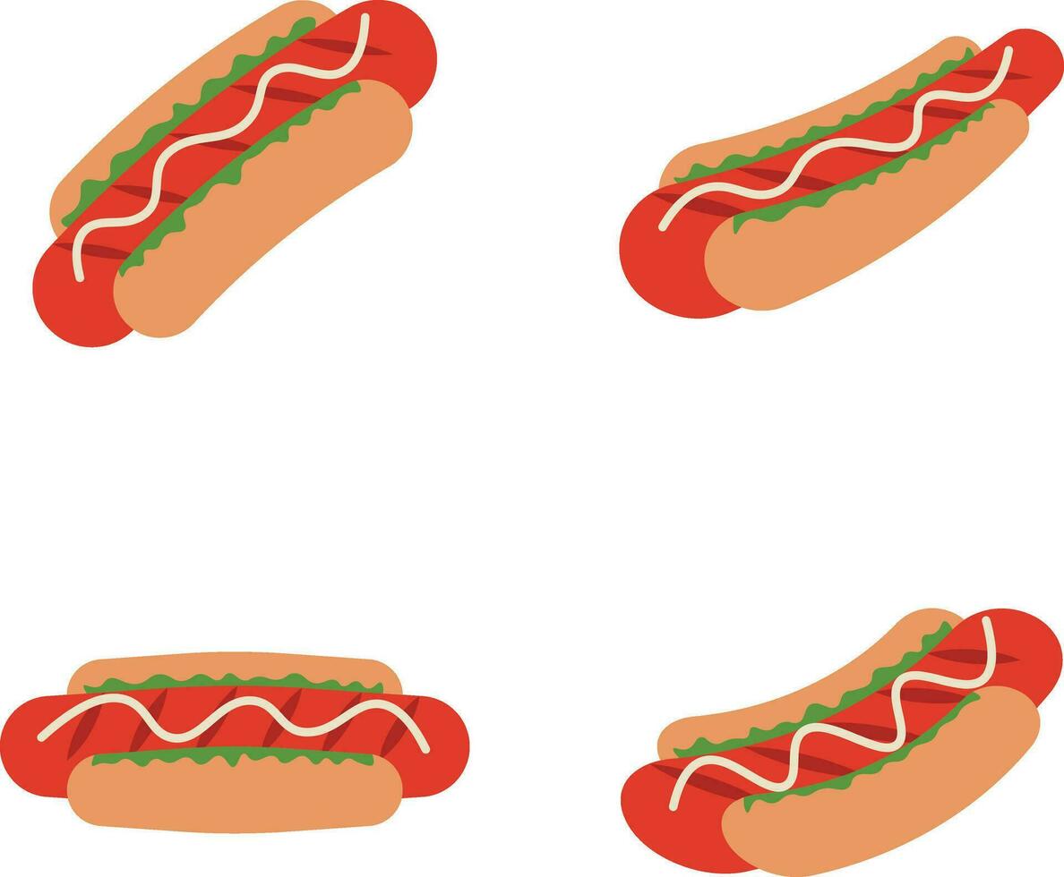 Collection of Hot Dog Food Illustration. With Flat Design. Vector Icon