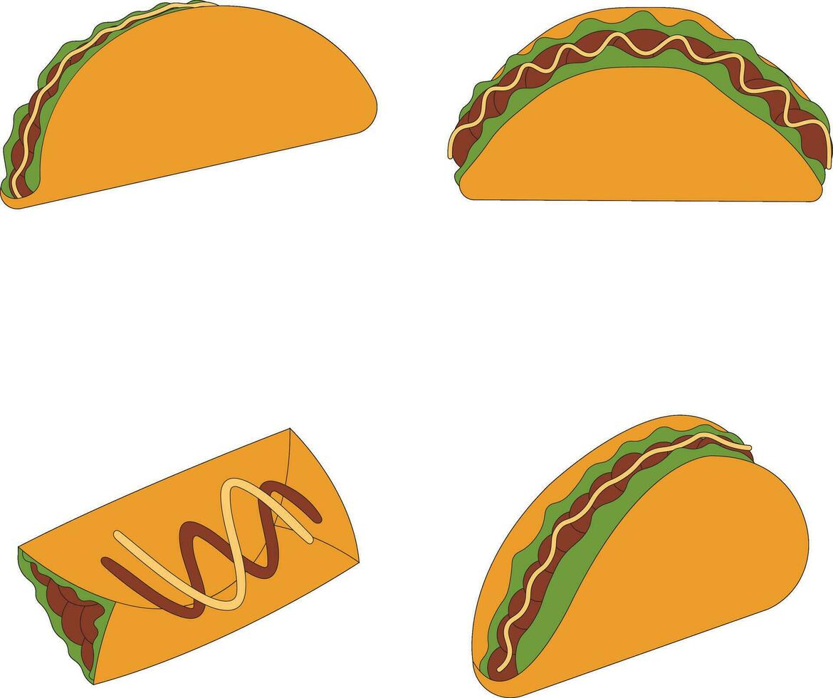 colección de tacos comida ilustración. aislado vector icono.