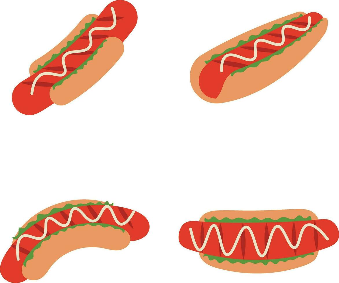 Collection of Hot Dog Food Illustration. With Flat Design. Vector Icon