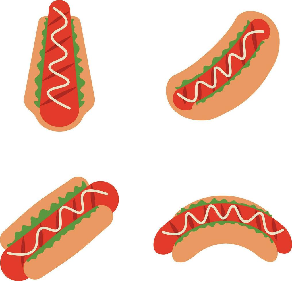 Collection of Hot Dog Food Illustration. With Flat Design. Vector Icon