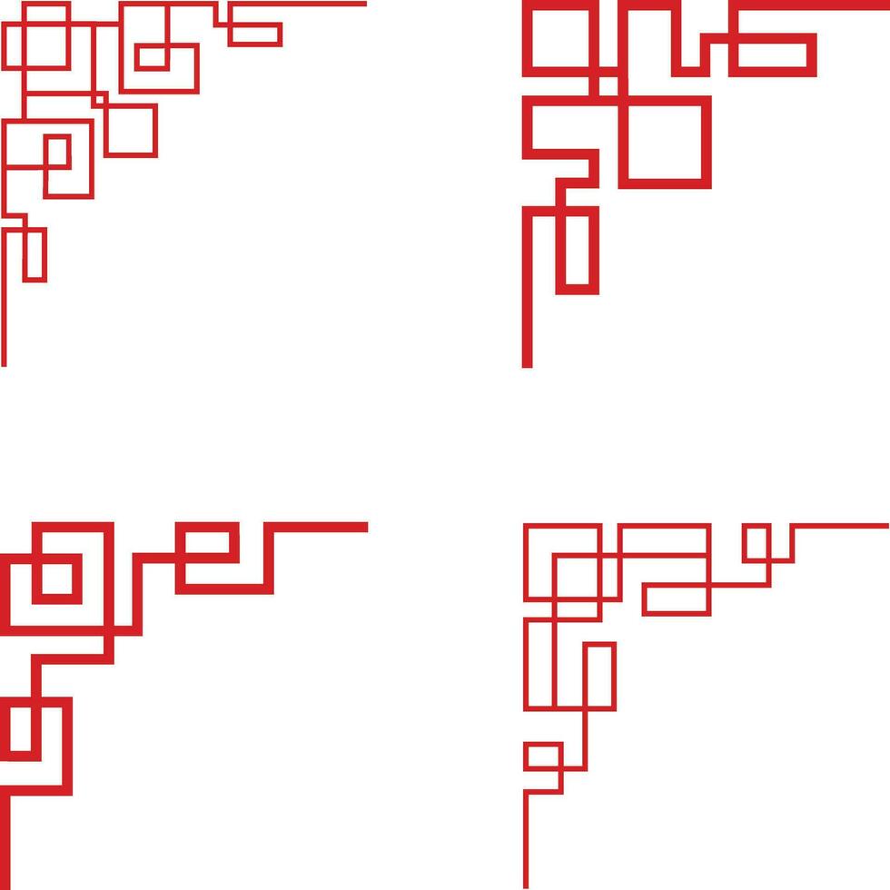 conjunto de diferente chino tradicional esquina. vector ilustración.
