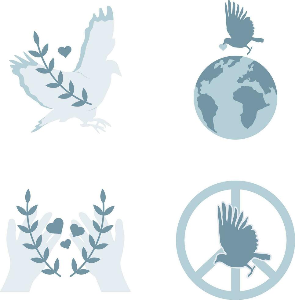 World Peace Day icon Collection. Isolated Vector. vector