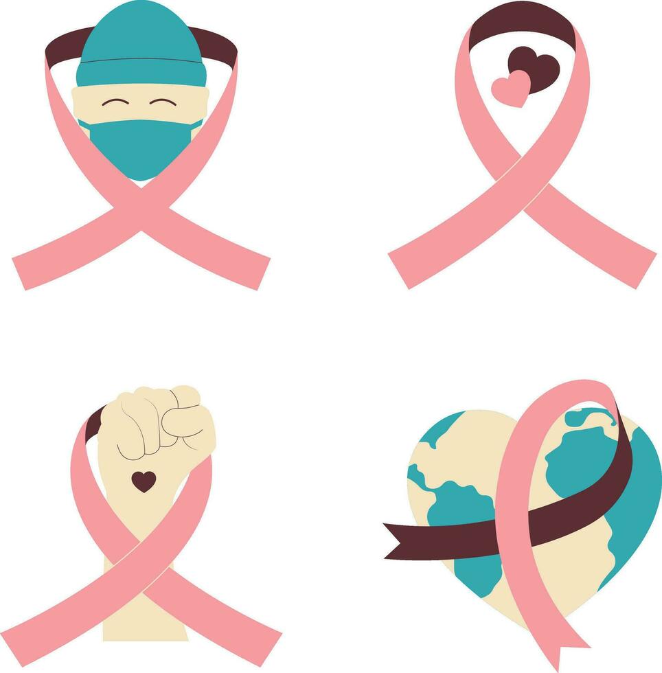 mundo cáncer gratis día icono con plano diseño. aislado vector colocar.