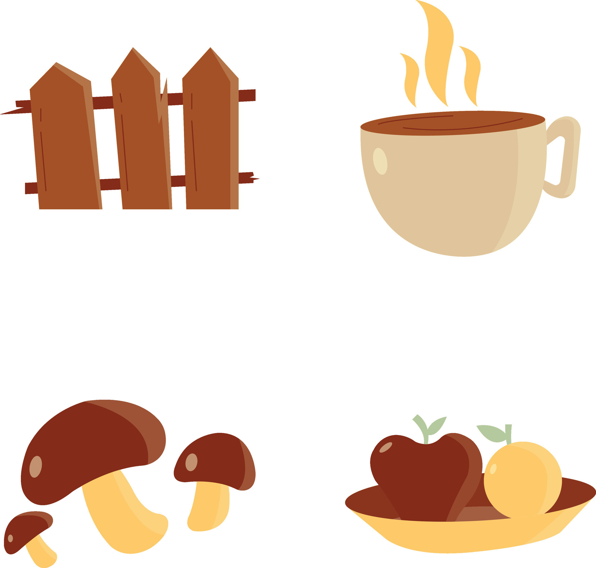 Collection of Autumnal Equinox. Isolated On White Background. Vector