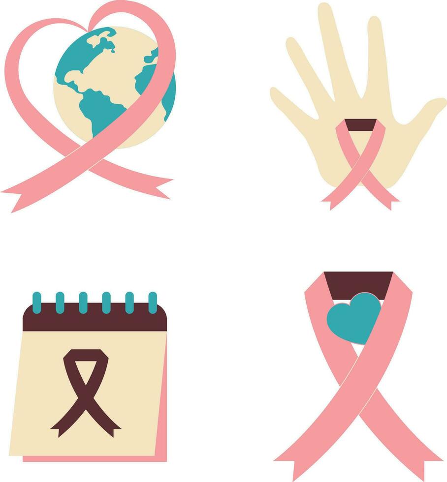 World Cancer Free Day Icon With Flat Design. Isolated Vector Set.