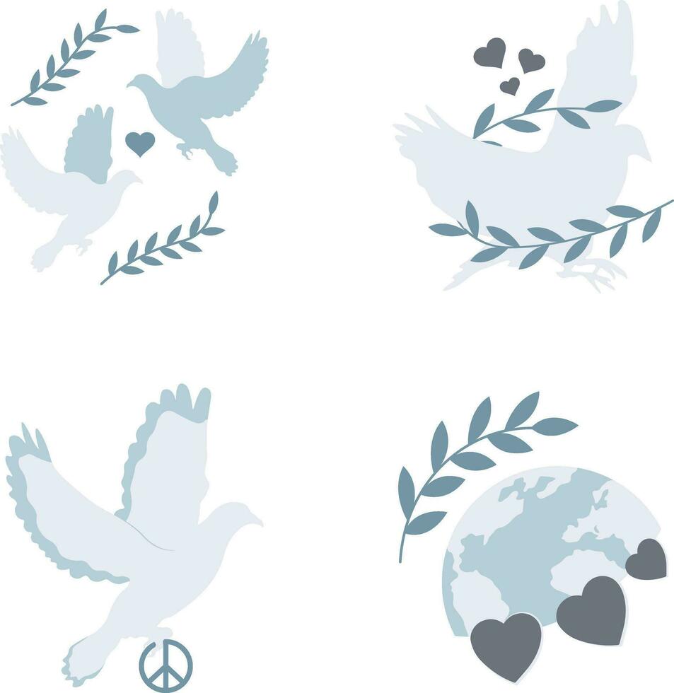 World Peace Day icon Collection. Isolated Vector. vector