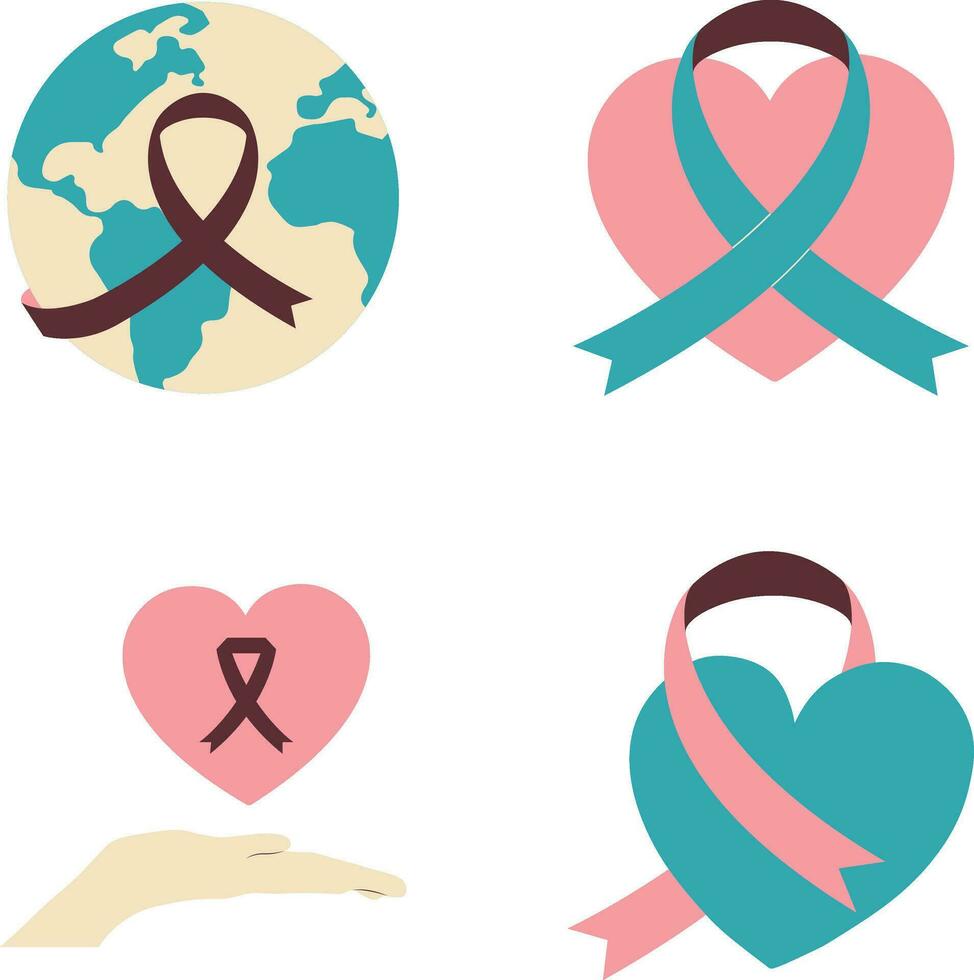 World Cancer Free Day Icon With Flat Design. Isolated Vector Set.
