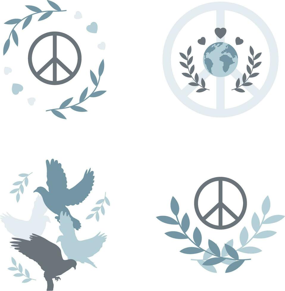 World Peace Day icon Collection. Isolated Vector. vector