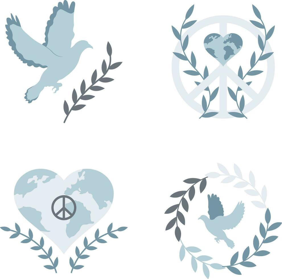 World Peace Day icon Collection. Isolated Vector. vector