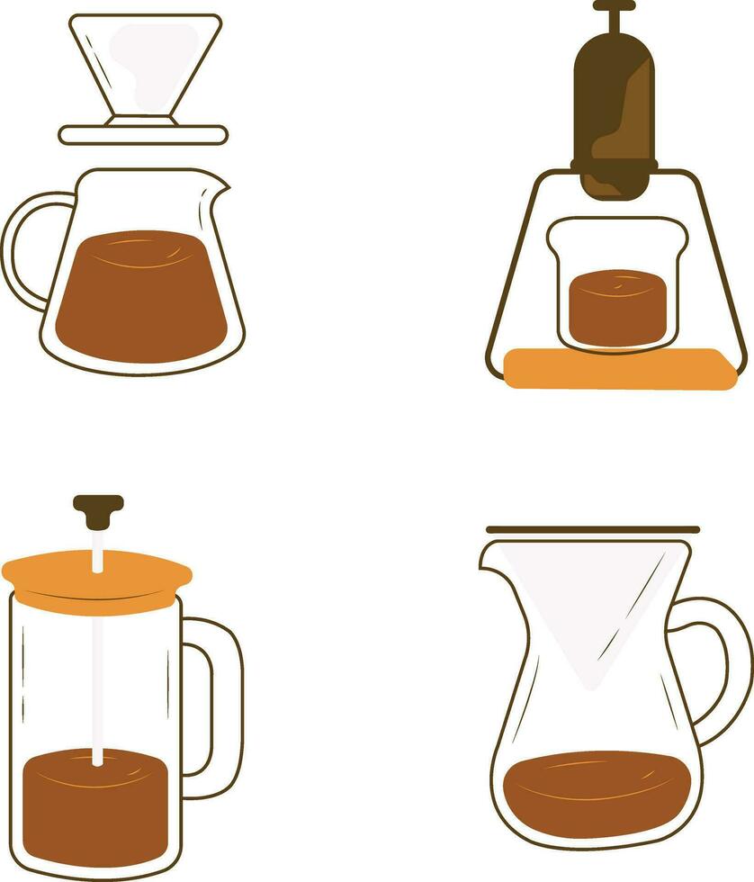 Coffee Making Equipment Illustration Set. Isolated Vector. vector