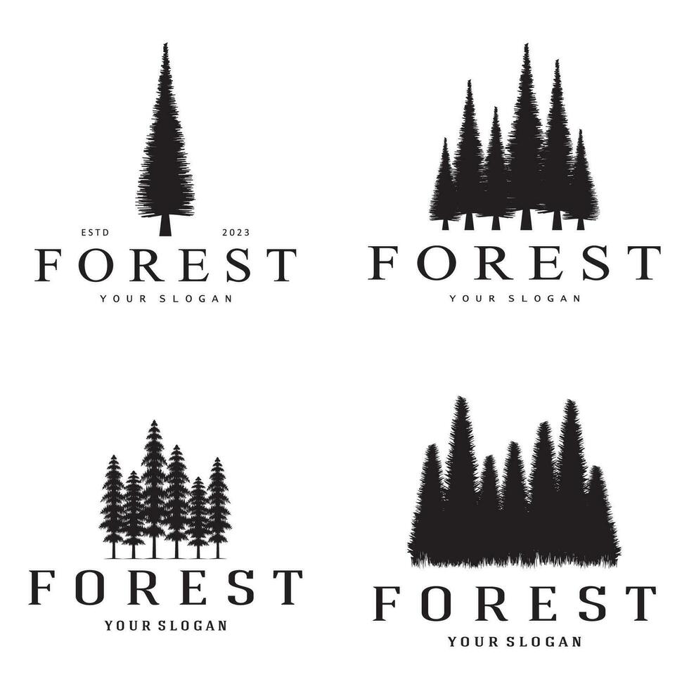 simple pine or fir tree logo, evergreen. for pine forest, adventurers, camping, nature, badges and business vector