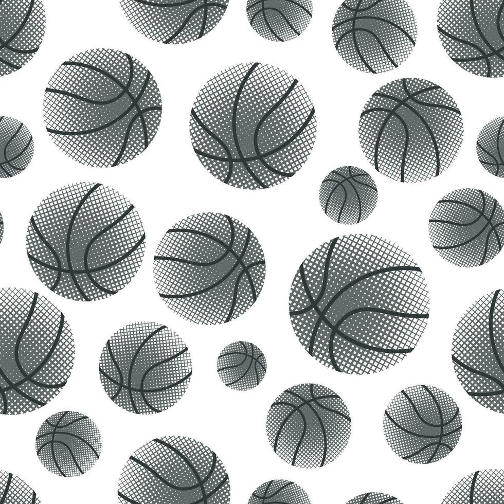 Basketball seamless pattern with textured balls. Modern illustration for flyers, banners, web and print. Sport, team play concept. Vector flat modern illustration isolated.