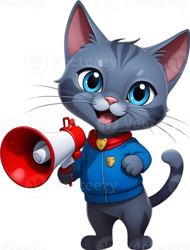 cartoon cat  holding a megaphone ai generative png