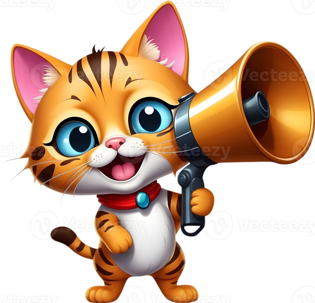 a cartoon cat holding a megaphone ai generative png
