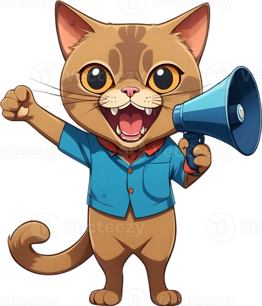 a cartoon cat holding a megaphone ai generative png