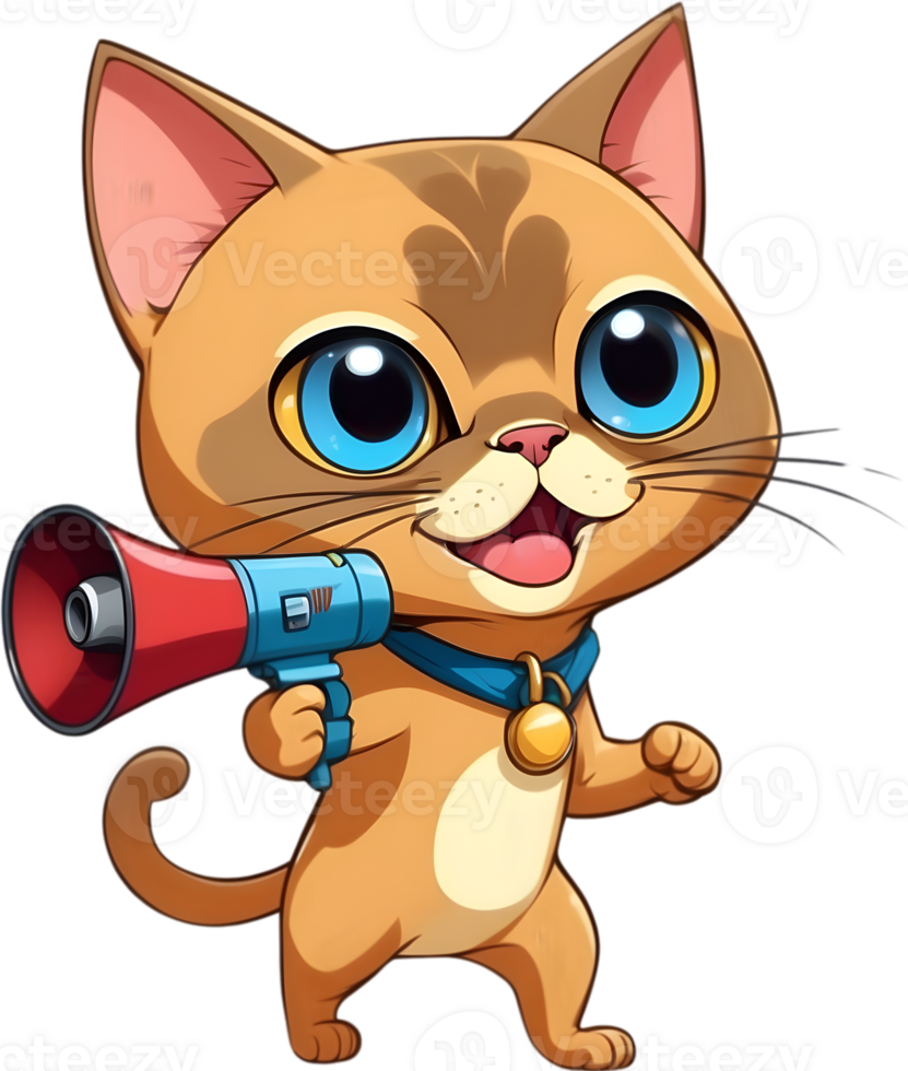 a cartoon cat holding a megaphone ai generative png