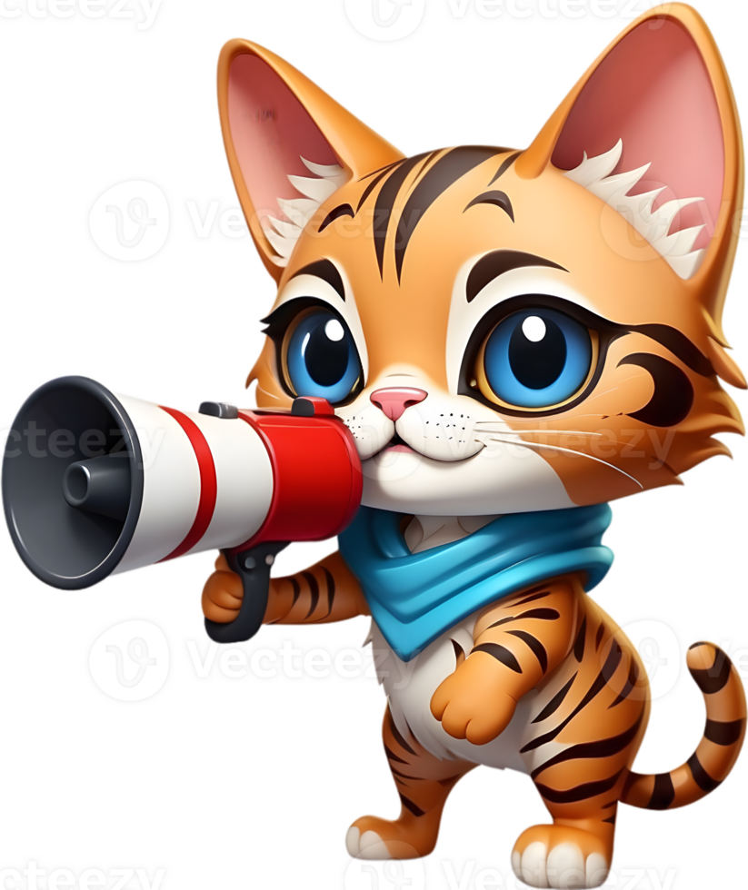 a cartoon cat holding a megaphone ai generative png