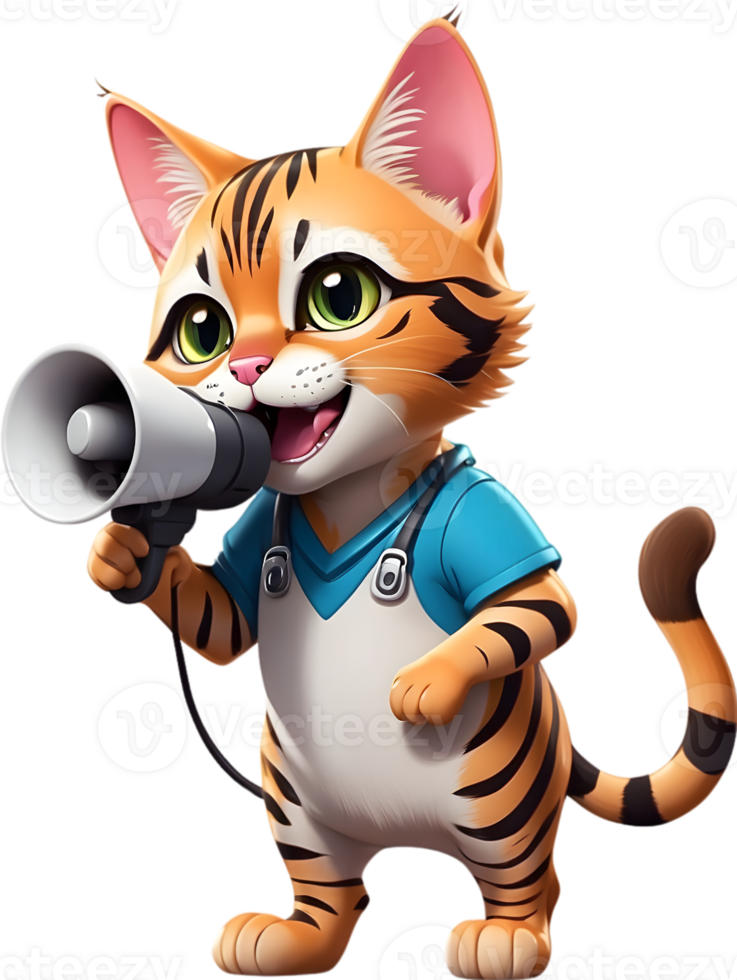 a cartoon cat holding a megaphone ai generative png