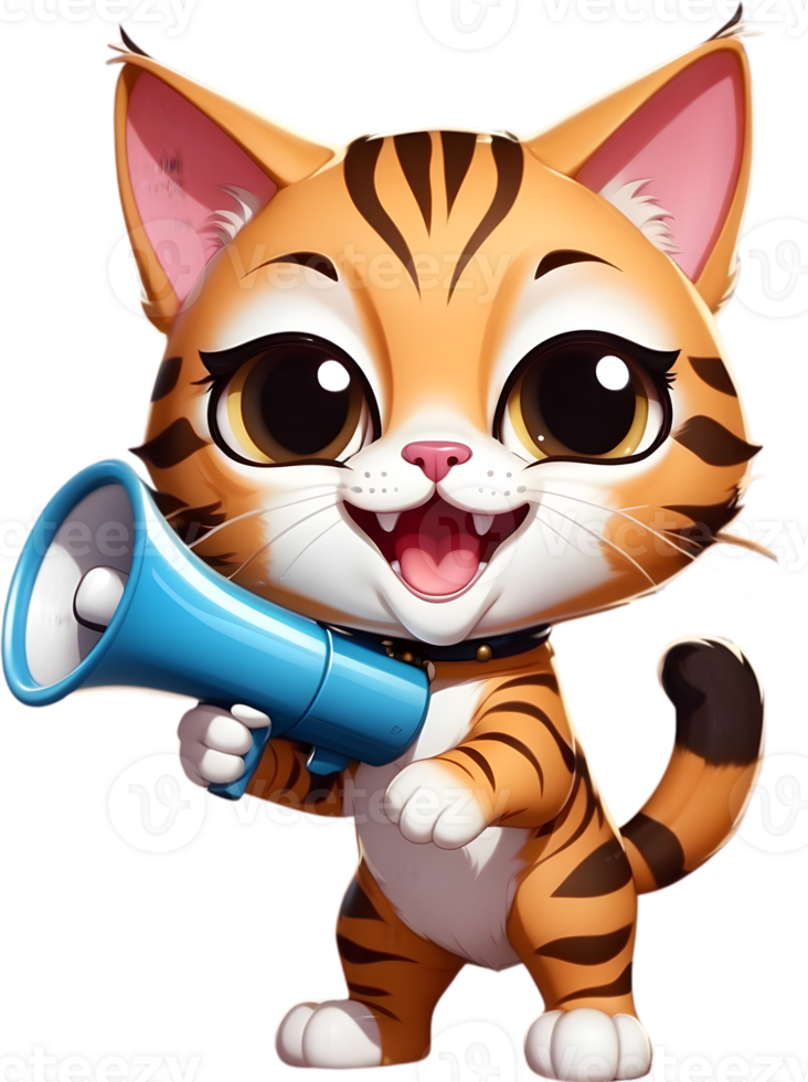 a cartoon cat holding a megaphone ai generative png