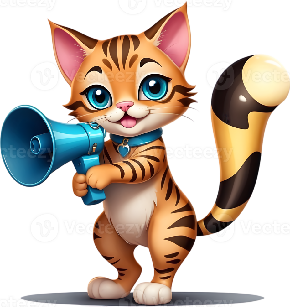 a cartoon cat holding a megaphone ai generative png