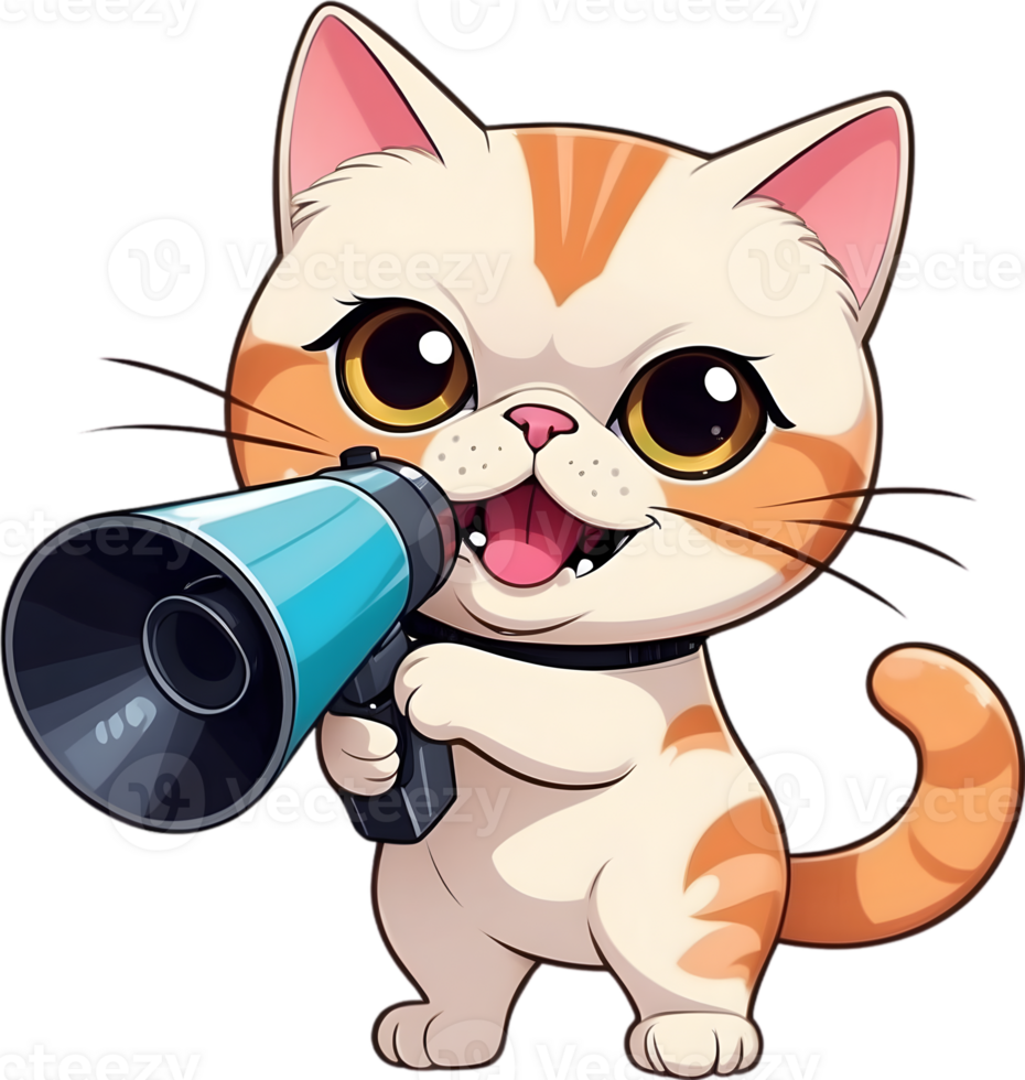 cartoon cat  holding a megaphone ai generative png