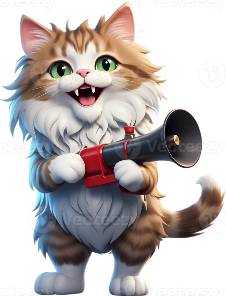 cartoon cat  holding a megaphone ai generative png