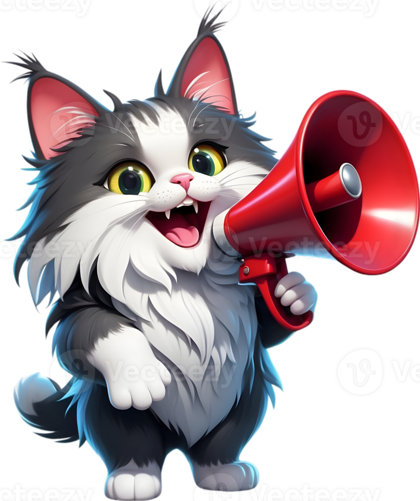 cartoon cat  holding a megaphone ai generative png