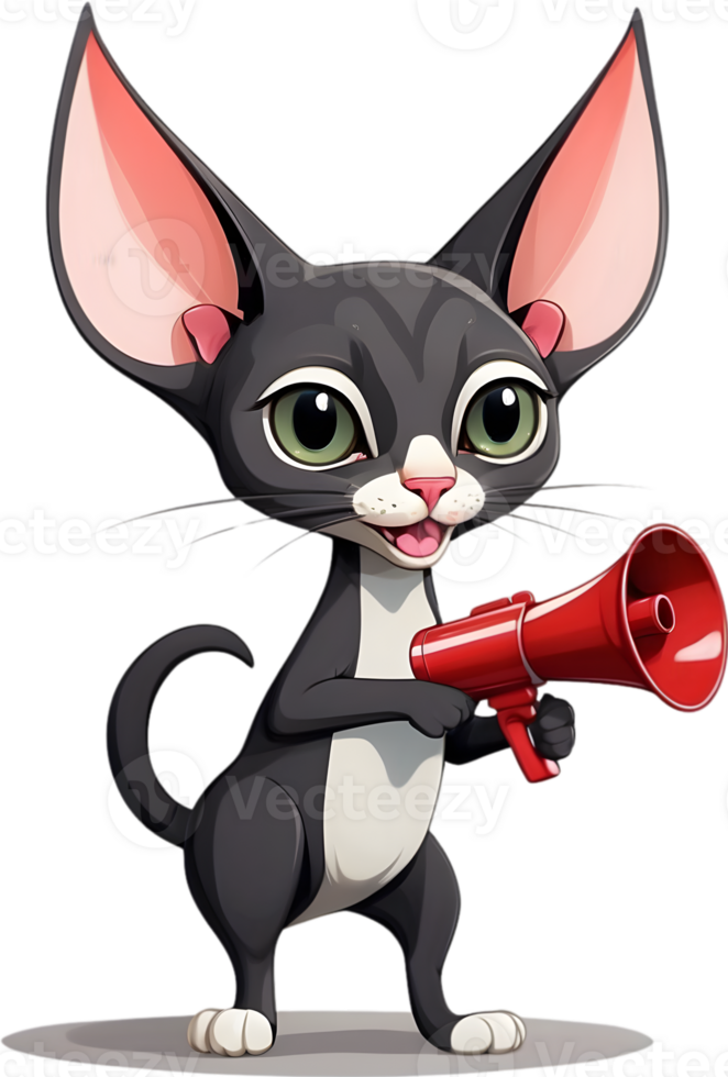 cartoon cat  holding a megaphone ai generative png