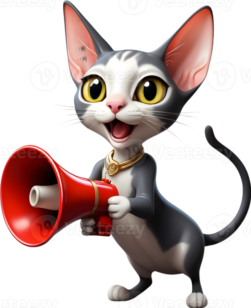 cartoon cat  holding a megaphone ai generative png