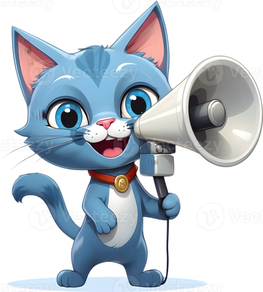 cartoon cat  holding a megaphone ai generative png